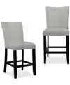 Macy's Kellet 2 Pc. Velvet Counter Height Chair Set In Grey