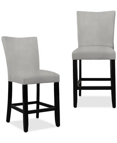 Macy's Kellet 2 Pc. Velvet Counter Height Chair Set In Grey