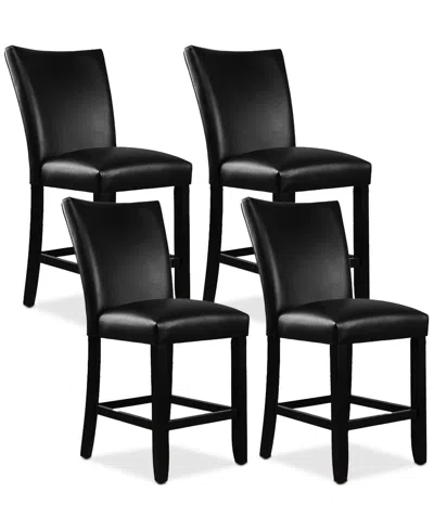 Macy's Kellet 4 Pc. Faux Leather Counter Height Chair Set In Black