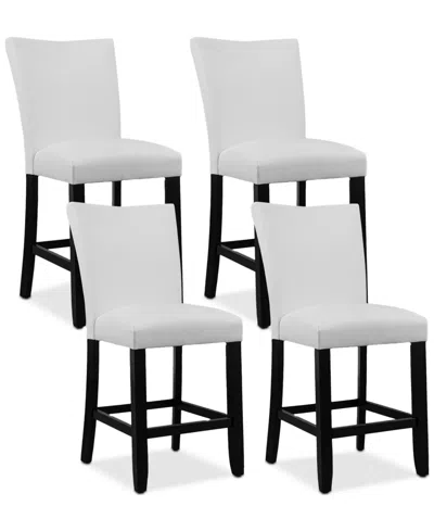 Macy's Kellet 4 Pc. Faux Leather Counter Height Chair Set In White