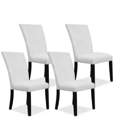 Macy's Kellet 4 Pc. Faux Leather Dining Chair Set In White
