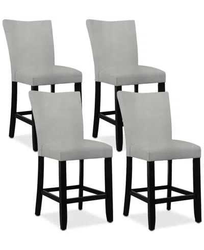 Macy's Kellet 4 Pc. Velvet Counter Height Chair Set In Grey