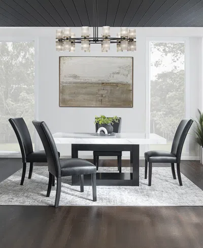 Macy's Kellet 5 Pc. Rectangular Marble Dining Set (table & 4 Side Chairs), Created For  In Black
