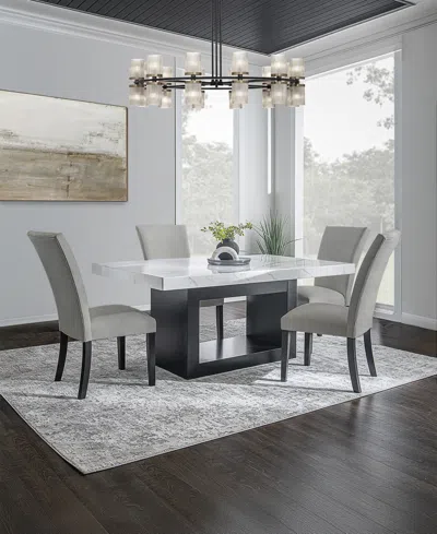 Macy's Kellet 5 Pc. Rectangular Marble Dining Set (table & 4 Side Chairs), Created For  In Grey