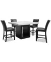 Macy's Kellet 5 Pc. Square Marble Dining Set (counter Height Table & 4 Chairs), Created For  In Black