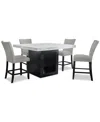 Macy's Kellet 5 Pc. Square Marble Dining Set (counter Height Table & 4 Chairs), Created For  In Grey