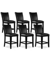 Macy's Kellet 6 Pc. Faux Leather Counter Height Chair Set In Black