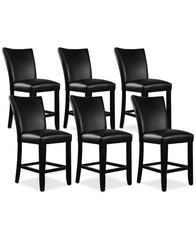 Macy's Kellet 6 Pc. Faux Leather Counter Height Chair Set In Black