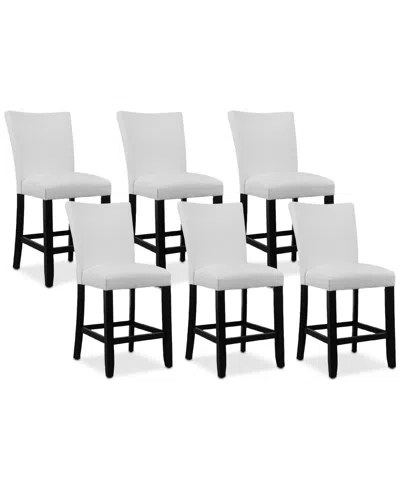 Macy's Kellet 6 Pc. Faux Leather Counter Height Chair Set In White
