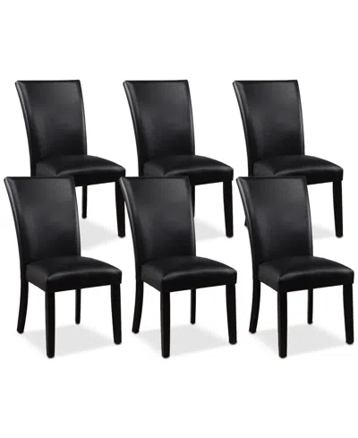Macy's Kellet 6 Pc. Faux Leather Dining Chair Set In Black