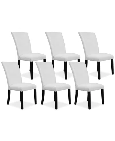 Macy's Kellet 6 Pc. Faux Leather Dining Chair Set In White