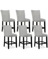 Macy's Kellet 6 Pc. Velvet Counter Height Chair Set In Grey