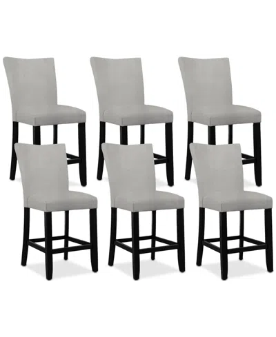 Macy's Kellet 6 Pc. Velvet Counter Height Chair Set In Grey