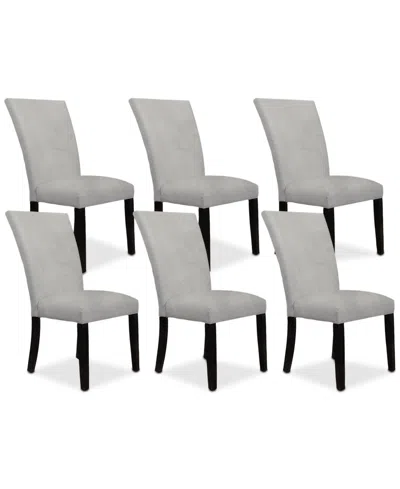 Macy's Kellet 6 Pc. Velvet Dining Chair Set In Grey