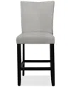 Macy's Kellet Grey Velvet Counter Height Chair In Grey