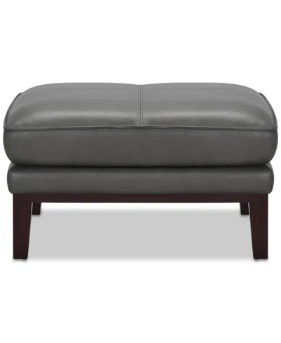 Macy's Kettner 32" Leather Ottoman, Created For  In Gray