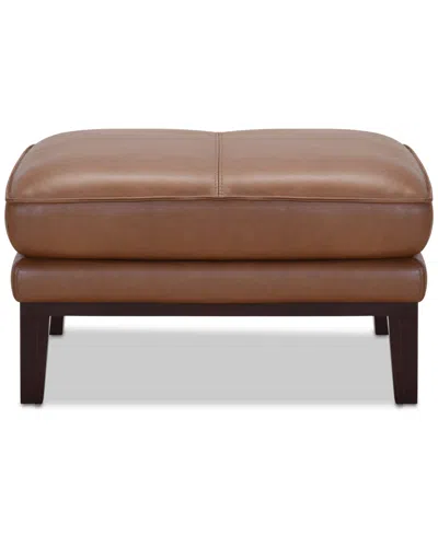 Macy's Kettner 32" Leather Ottoman, Created For  In Russet