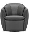 Macy's Kettner 32" Leather Swivel Chair, Created For  In Charcoal