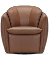 Macy's Kettner 32" Leather Swivel Chair, Created For  In Russet
