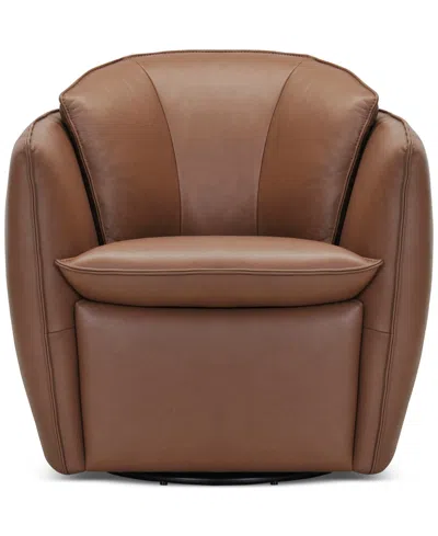 Macy's Kettner 32" Leather Swivel Chair, Created For  In Russet