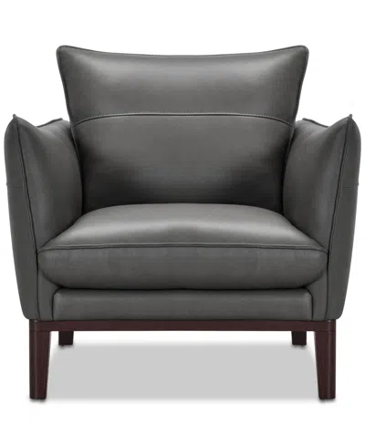 Macy's Kettner 34" Leather Chair, Created For  In Charcoal