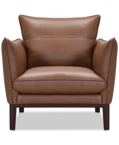 Macy's Kettner 34" Leather Chair, Created For  In Russet