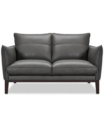 Macy's Kettner 58" Leather Loveseat, Created For  In Charcoal