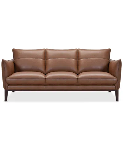 Macy's Kettner 88" Leather Sofa, Created For  In Russet