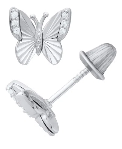 Macy's Kids' Butterfly Earrings In Sterling Silver In Metallic