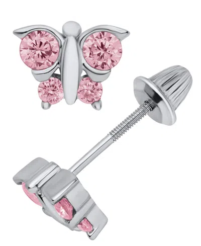 Macy's Kids' Cubic Zirconia Butterfly Earrings In Sterling Silver In Metallic