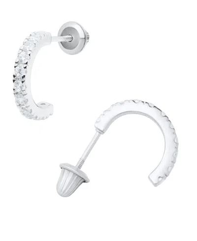 Macy's Kids' Cubic Zirconia Hoop Earrings In Sterling Silver In Metallic