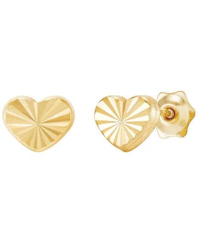 Macy's Kids Polished Heart Button Stud Earrings In 10k Yellow Gold