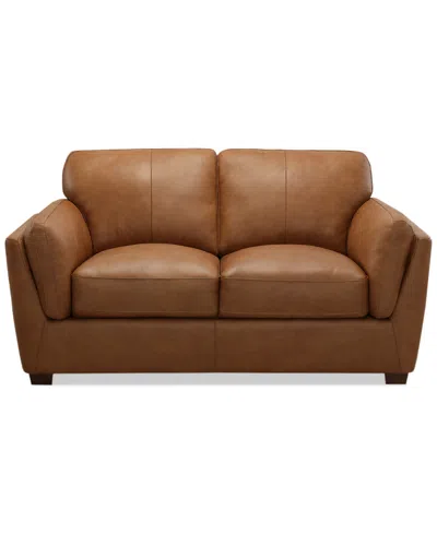 Macy's Korder Leather Loveseat, Created For  In Tumbleweed