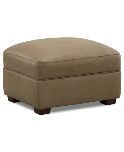 Macy's Korder Leather Ottoman, Created For  In Buff