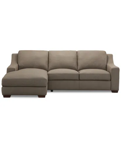 Macy's Kovner 2-pc. Leather Sectional Chaise And Sofa Set, Created For  In Light Grey