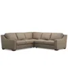 Macy's Kovner 3-pc. Leather Sectional Dual Sofa & Corner L-shaped Set, Created For  In Light Grey