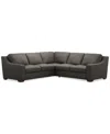 Macy's Kovner 3-pc. Leather Sectional Dual Sofa & Corner L-shaped Set, Created For  In Mink