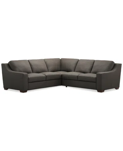 Macy's Kovner 3-pc. Leather Sectional Dual Sofa & Corner L-shaped Set, Created For  In Mink