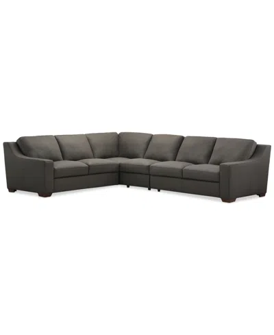 Macy's Kovner 4-pc. Leather Sectional L-shaped Set, Created For  In Mink