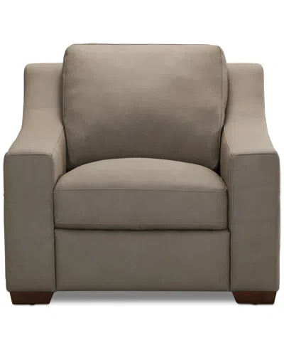 Macy's Kovner Leather Armchair, Created For  In Light Grey