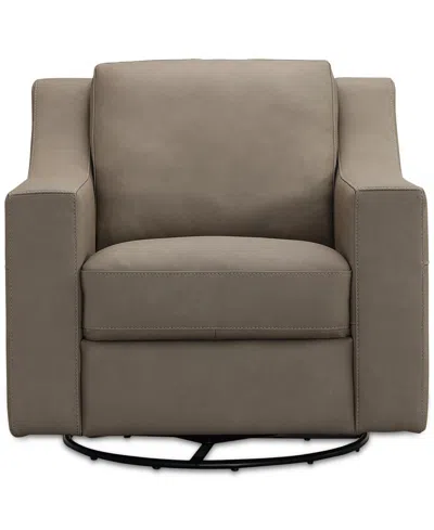 Macy's Kovner Leather Glider & Swivel Arm Chair, Created For  In Light Grey