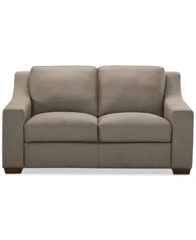 Macy's Kovner Leather Loveseat, Created For  In Light Grey