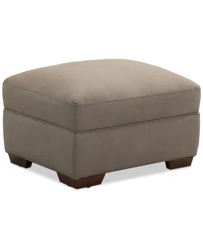 Macy's Kovner Leather Ottoman, Created For  In Light Grey