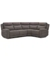Macy's Kristyan 4-pc. Fabric Sectional With With 2 Power Recliners, Exclusively At  In Brown