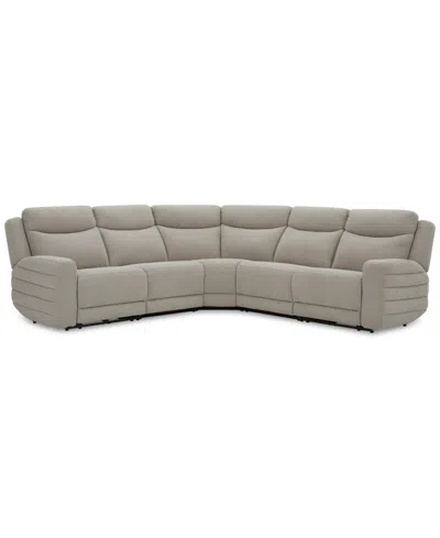 Macy's Kristyan 5-pc. Fabric Sectional With 2 Power Recliners, Exclusively At  In Gray