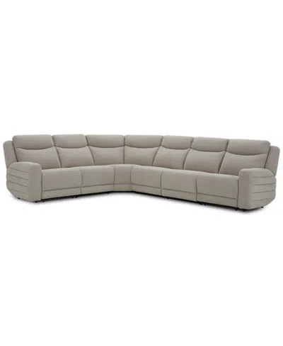 Macy's Kristyan 6-pc. Fabric Sectional With 2 Power Recliners, Exclusively At  In Gray