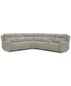 Macy's Kristyan 6-pc. Fabric Sectional With 3 Power Motion Chairs And Console, Exclusively At