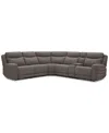 Macy's Kristyan 6-pc. Fabric Sectional With 3 Power Motion Chairs And Console, Exclusively At  In Gray