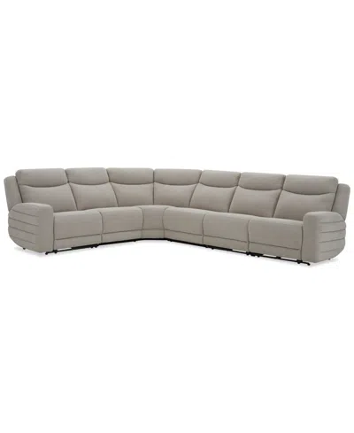 Macy's Kristyan 6-pc. Fabric Sectional With 3 Power Motion Chairs, Exclusively At  In Gray