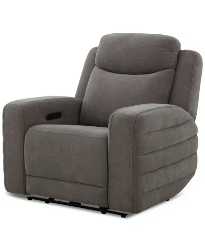 Macy's Kristyan Fabric Power Recliner With Power Headrest With Zero Wall & Heat Massage, Exclusively At Mac In Gray